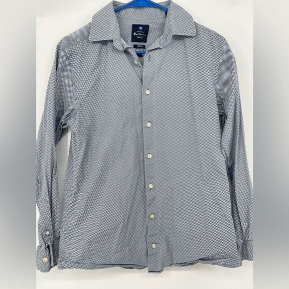 Ben Sherman stretch size medium button down blue with design‎ shirt - Picture 1 of 5